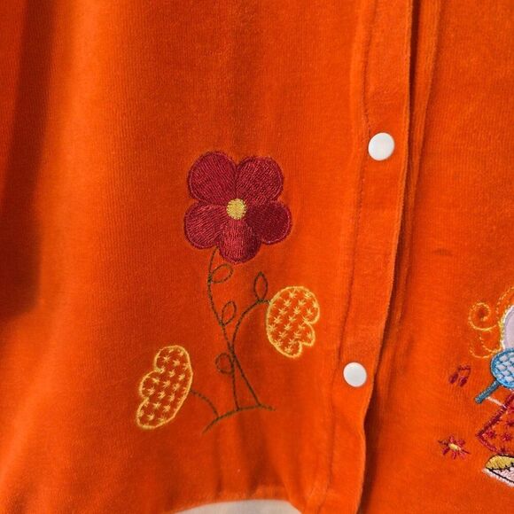 Girls Orange Terry Hoodie Snap Button Front Applique Top Topazio Sz 8 - Picture 2 of 7